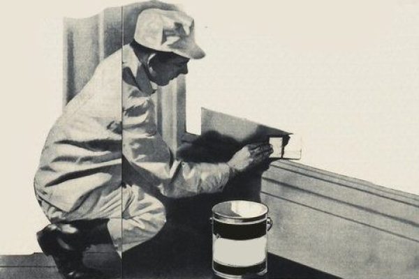 vintage style ad of man painting interior wall